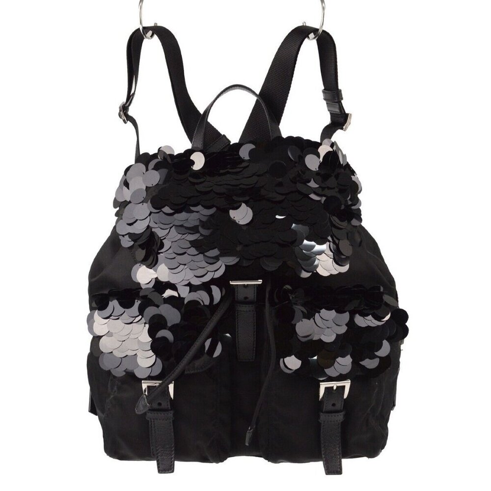 Prada Black Sequins Nylon Backpack Authentic - image 1